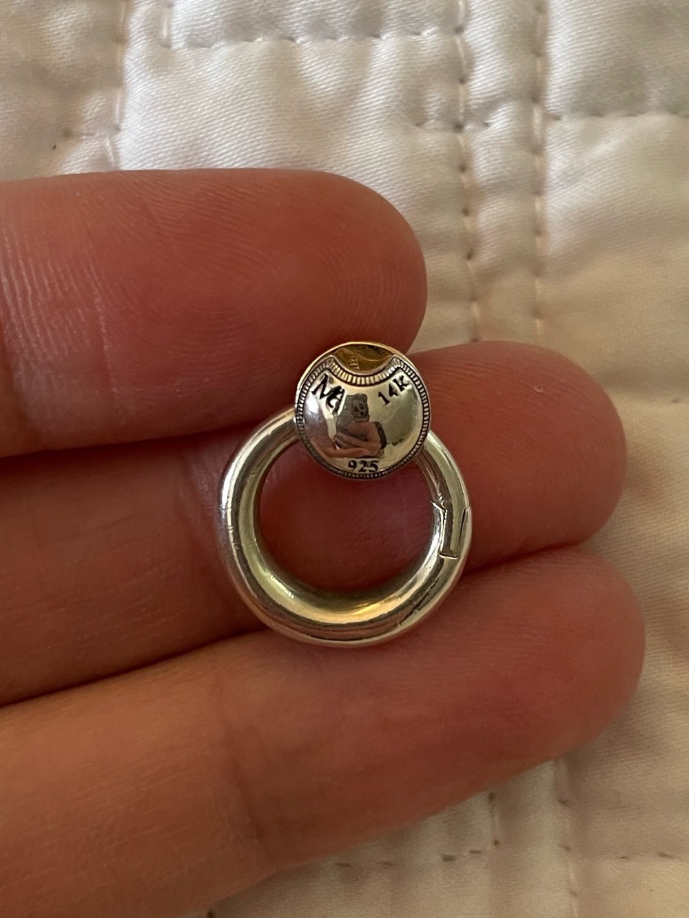 Marla Aaron Micro Musgrave Lock in 14k gold and silver and diamond - Picture 5 of 10